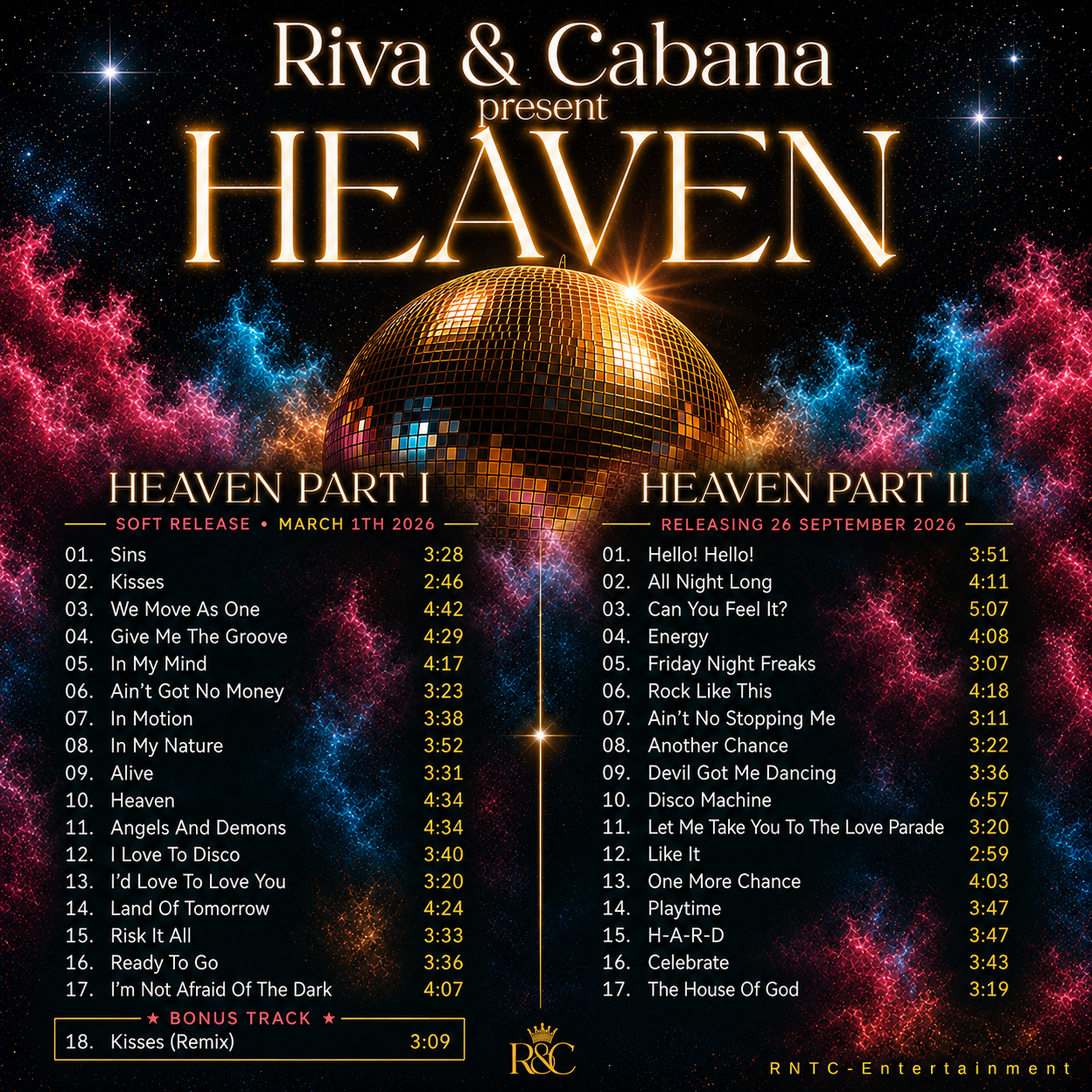 Heaven Part I and Part II tracklist artwork from Riva & Cabana